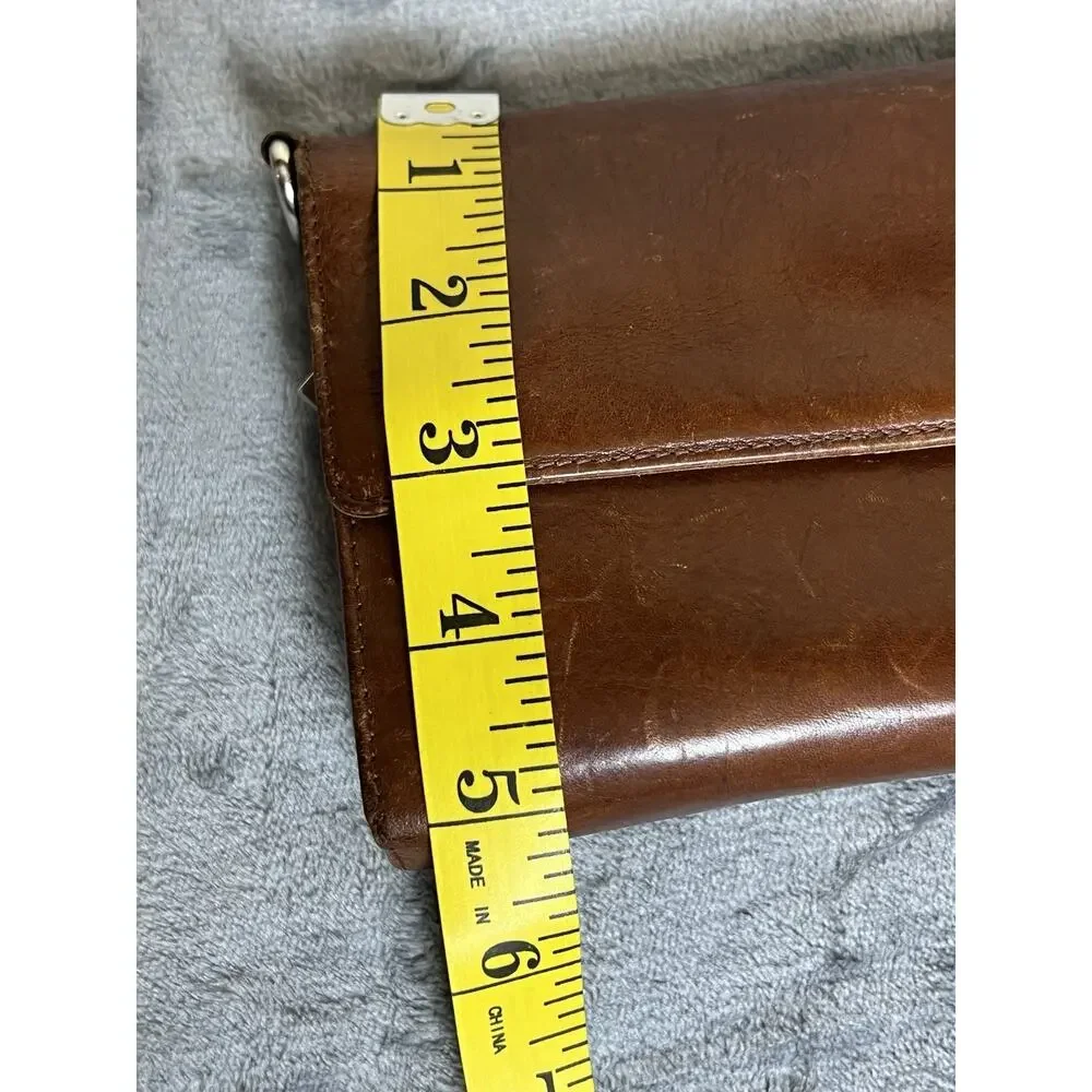 Hobo‎ Brown Leather Large Wallet Pockets Magnetic Closure Patina No Strap